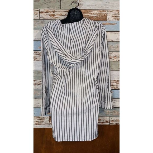 Billa Bong Same Story Hoodie Gray/White Striped Long Sleeve Hoodie-M-NWT - Picture 2 of 8